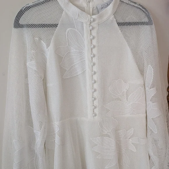 Anthropologie Mare Mare Sabine Embroidered Mesh Bridal Engagement Dress  Size M